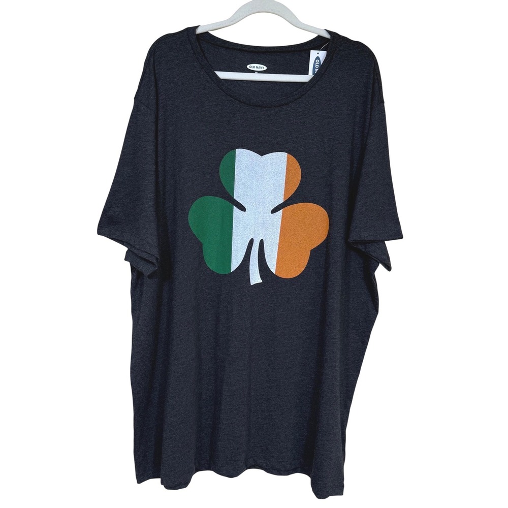 Old Navy Short Sleeve T-Shirt Shamrock Graphic Gray Mens XXL
